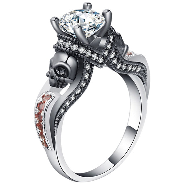 Women's Skull Ring Birthstone Punk style