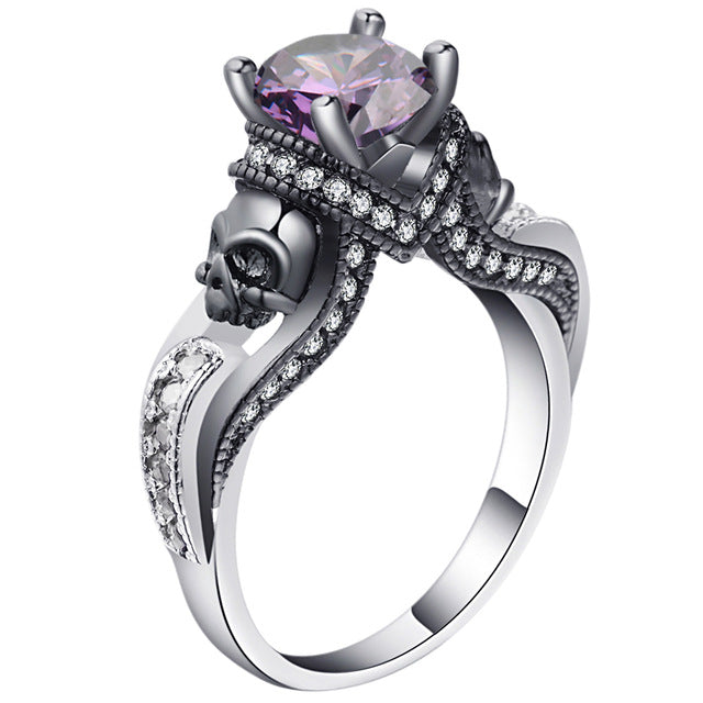 Women's Skull Ring Birthstone Punk style