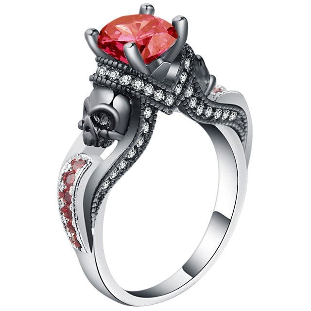 Women's Skull Ring Birthstone Punk style