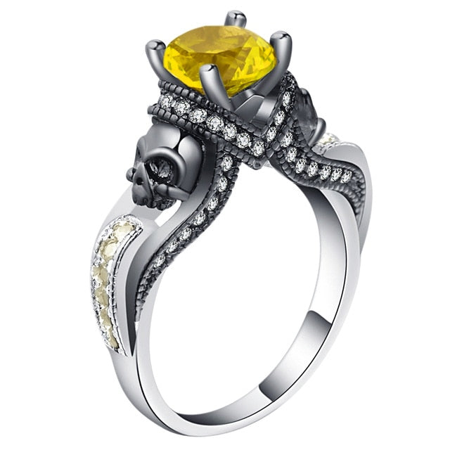 Women's Skull Ring Birthstone Punk style
