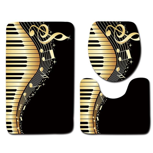 Bathroom 3 pc set in embossed soft Flannel includes Floor Rug, Contour Mat, Toilet Seat Cover, Absorbent Bath Mat for Home Decoration 3Pcs/Set 3D