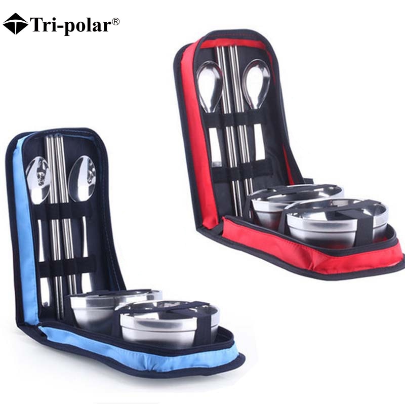 Tri-polar Stainless Steel Portable Tableware for Camping and Travel Tableware