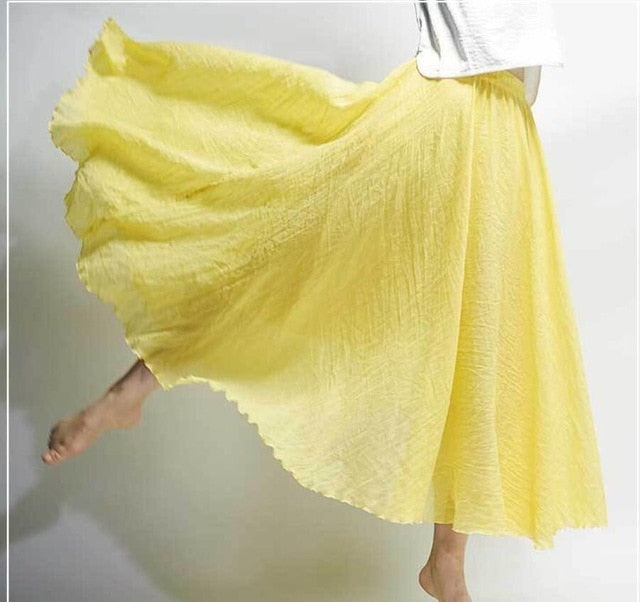 Linen Cotton Long Skirts Maxi Skirts Beach Boho Vintage Summer Skirts