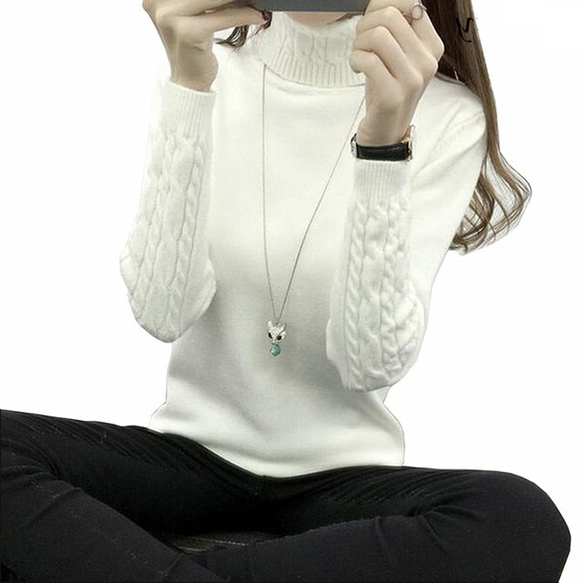 Thick Warm Women Turtleneck Sweaters Long Sleeve Cashmere Sweater