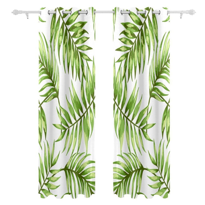 Tropical Leaves Curtains Drapes Panels Darkening Blackout Grommet Room Divider for Patio Window Sliding Glass Door 55x84 Inches